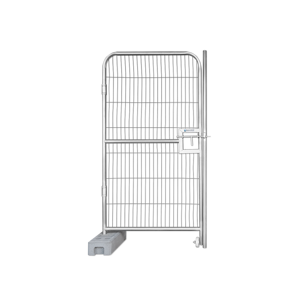 Puerta de valla de construcción de 1,15 x 2,00 m - malla tupida con marco redondo