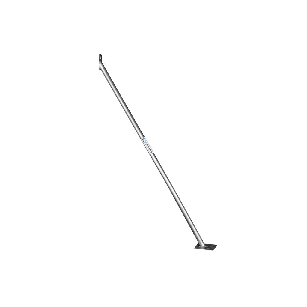 Construction fence support strut with small plate - anchoring with ground anchors