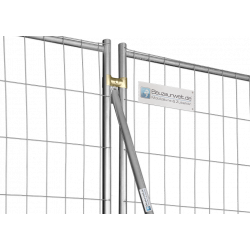 Construction fence support strut with large plate - anchoring with ground spike