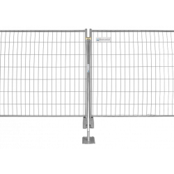 Steunbalk voor bouwhekken met grote plaat - verankering met grondpen.