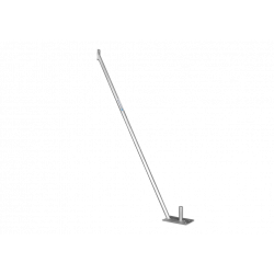 Construction fence support strut with large plate & pin - ballasting through construction fence base