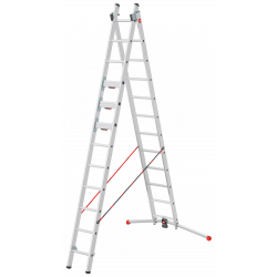 Hailo Sprossenschiebeleiter S110 Pro mit innovativen 3 Dreh-Stufen mit großer Standfläche 2x12 Sprossen