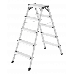 Hailo D60 StandardLine Doppelstufenleiter mit rutschsicheren geriffelten 2x5 Stufen