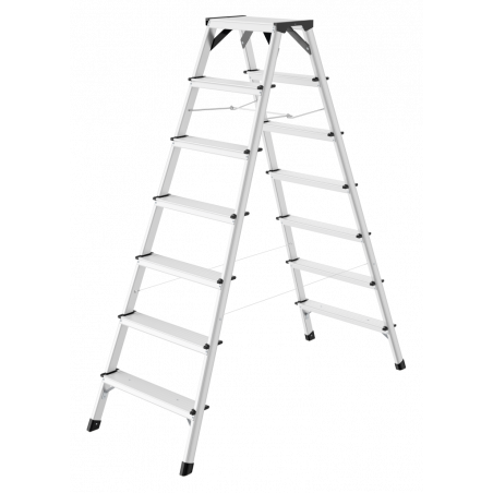 Hailo D60 StandardLine Doppelstufenleiter mit rutschsicheren geriffelten 2x7 Stufen