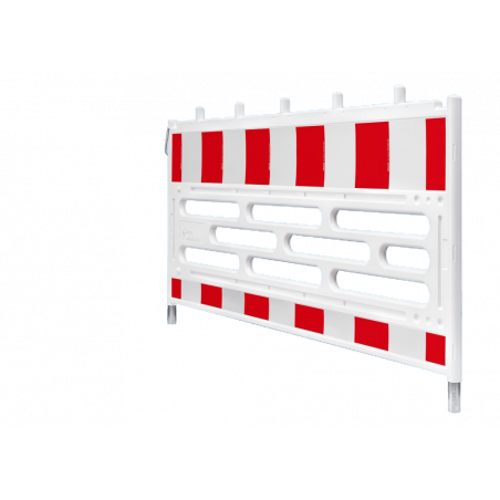 Barrera de protección/protección anticaídas con espiga, lámina blanca/roja RA1