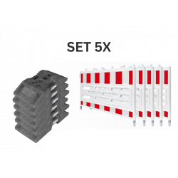 Set of  5 Barrier Fence/Fall protection Fence inkl. Foot Plate Type K1