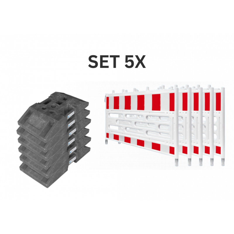 Set of  5 Barrier Fence/Fall protection Fence inkl. Foot Plate Type K1