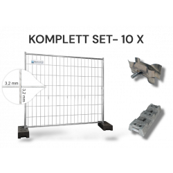 Set of 5 mobile fences 2.20m x 2.00m 11 kg extra stable - 16 kg PE base