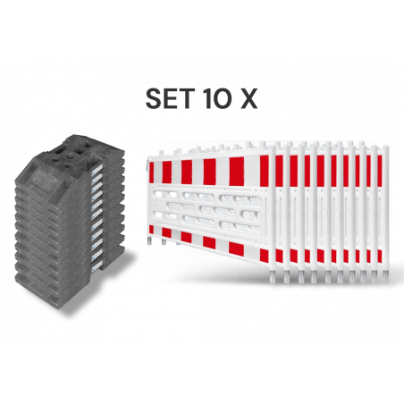Set of 10 barrier fences according to TL including K1 base plates