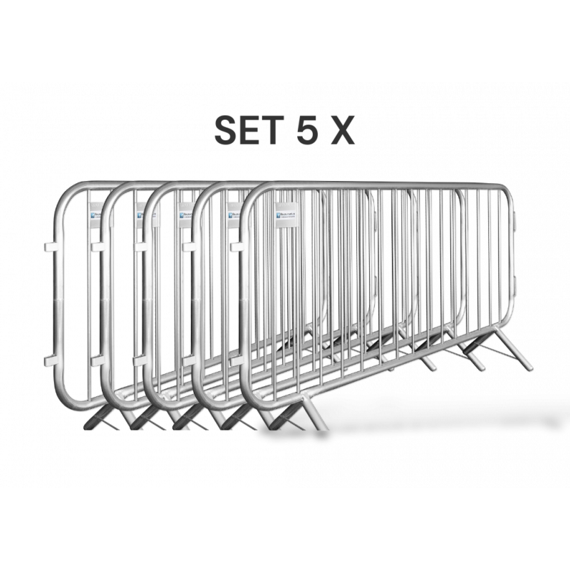Set of 5 Crowd Control Barriers - 2,3 m - Economy 10 kg - galvanized