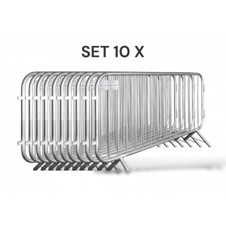 Set of 10 Crowd Control Barriers - 2,3 m - Economy 10 kg - galvanized