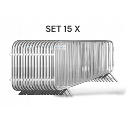 Set of 15 Crowd Control Barriers - 2,3 m - Economy 10 kg - galvanized