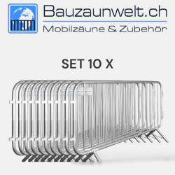 Set of 10 Crowd Control Barriers - 2,3 m - Economy 10 kg - galvanized
