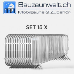 Set of 15 Crowd Control Barriers - 2,3 m - Economy 10 kg - galvanized